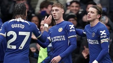 Cole Palmer celebrates his goal for Chelsea